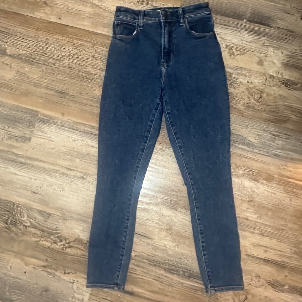 Abercrombie & Fitch Super Skinny Ankle High Rise Jeans Medium Wash Blue 25 0